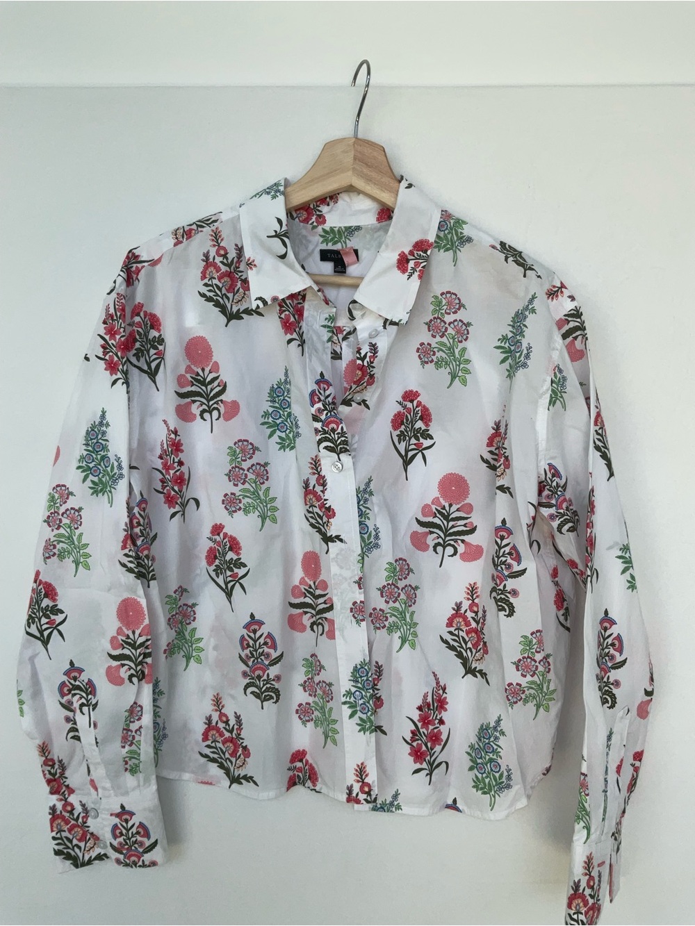 Talbots White Floral Button-Down Shirt